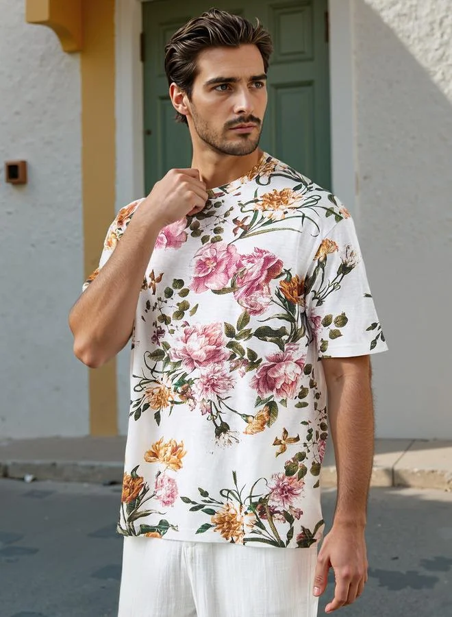 Iconic Iconic Floral Print Crew Neck T-shirt