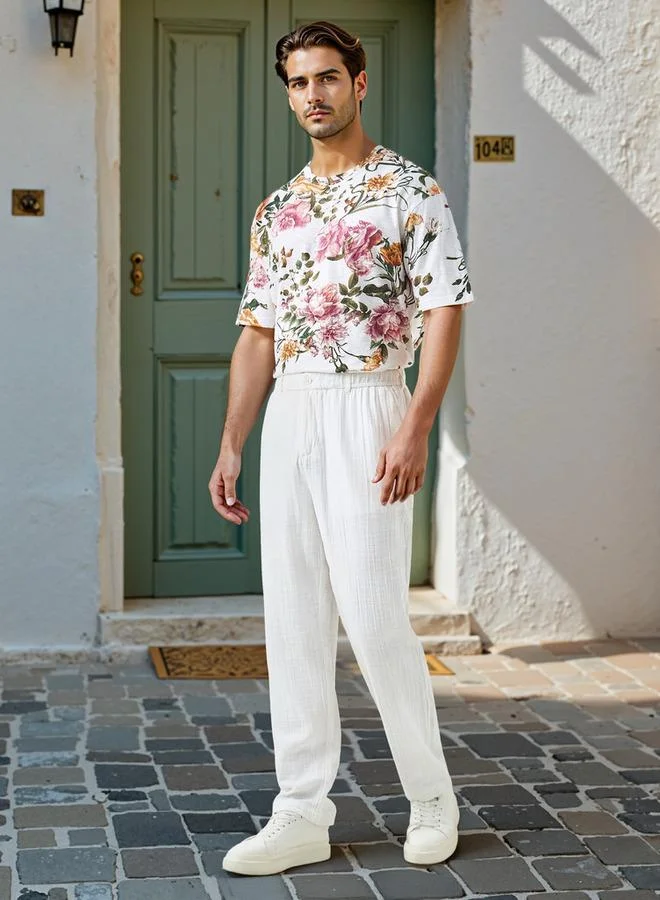 Iconic Iconic Floral Print Crew Neck T-shirt