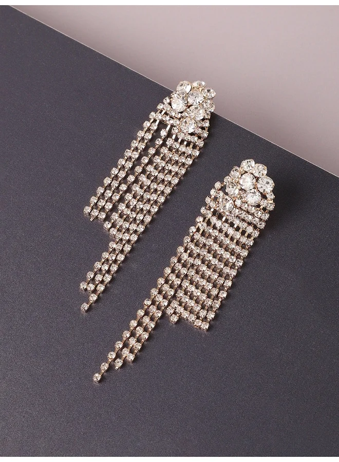 سوهي قرط متدلي للحفلات مصنوع من الفضة ومطلي بالفضة