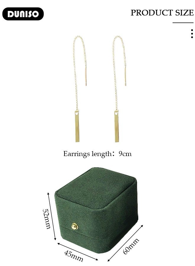 DUNISO Women's Threader Earrings Gold Tassel Chain Dangle Earrings Sparkle Chain Earrings Sparkly Tassel Earrings Line Chain Drop Earrings Jewelry,Hypoallergenic Earring for Women Girls  - Image 2