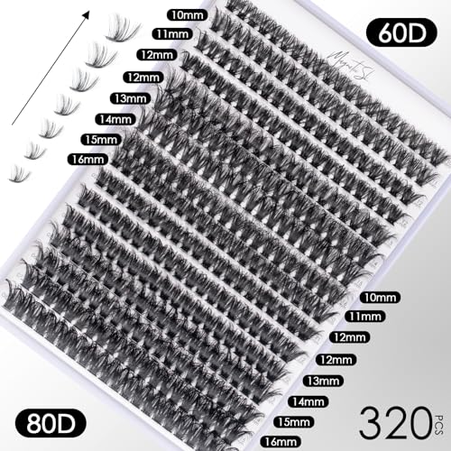 Magnetic SL طقم تمديد الرموش DIY 320 قطعة رموش فردية مجموعات 60D 80D D Curl طقم تمديد الرموش مع أداة التطبيق وملصق الرموش، مزيل غراء الرموش لمزيج الرموش الصناعية 10-16 مم (طقم 60D+80D) - Image 4