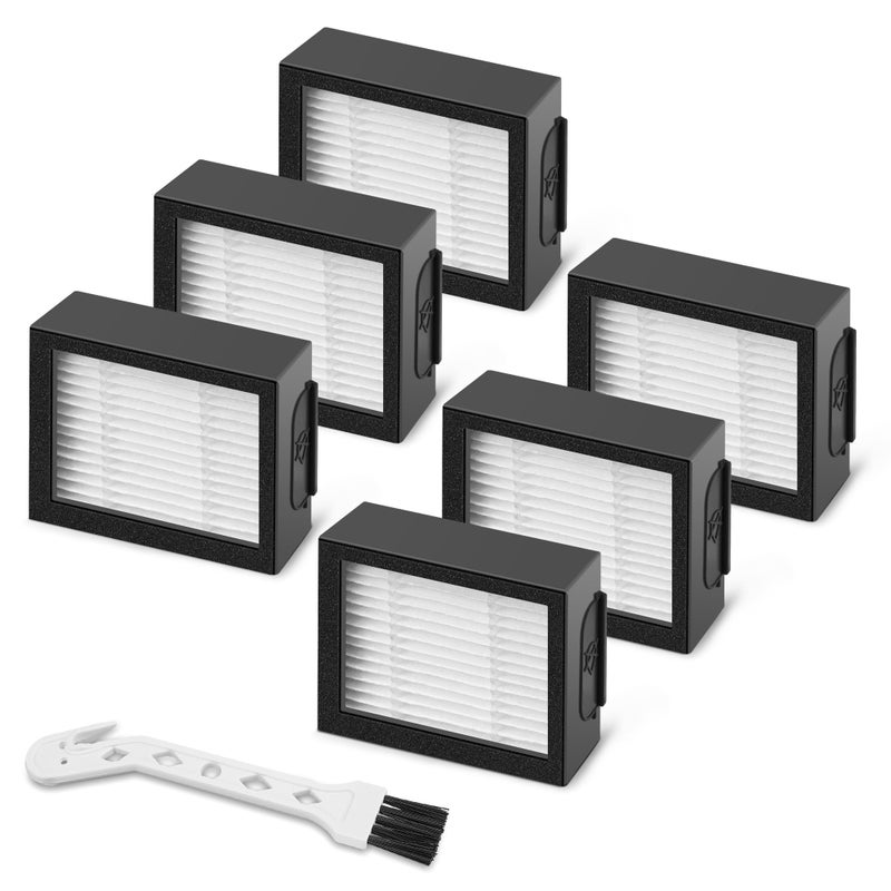 Funmit Filter Replacement for Roomba E I & J Series i7 i7+/plus i3 i3+ E5 E6 E7 i4 i6 i6+ i8 i8+ Vacuum Cleaners Parts, 6 Pack 4639161 High Efficiency Filters + 1 Cleaning Brush - Image 1