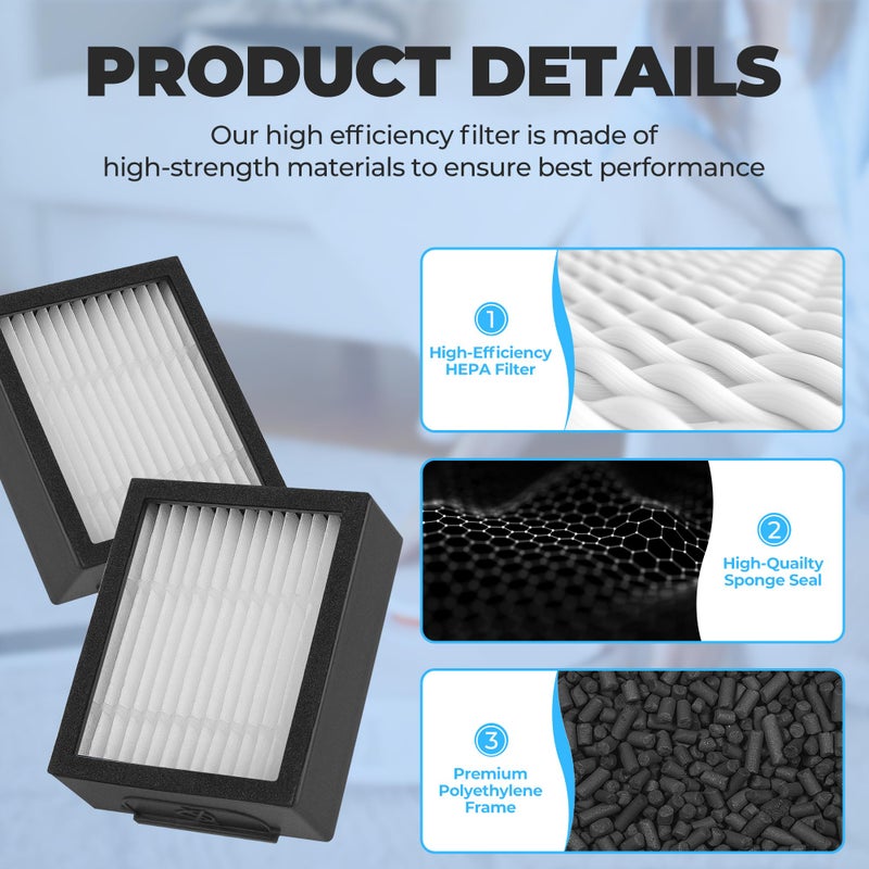 Funmit Filter Replacement for Roomba E I & J Series i7 i7+/plus i3 i3+ E5 E6 E7 i4 i6 i6+ i8 i8+ Vacuum Cleaners Parts, 6 Pack 4639161 High Efficiency Filters + 1 Cleaning Brush - Image 2
