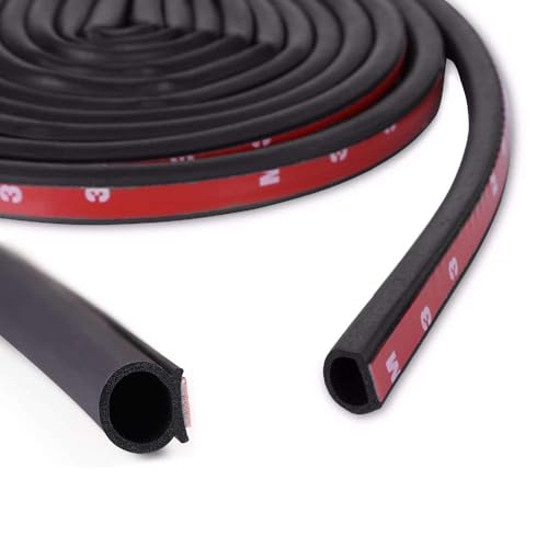 GoldWheel D-Shape Heavy Duty Weather Stripping 1/2"×7/16" Rubber Seal Weatherstrip Hollow with Bulb Door Gasket Strip(Self-Adhesive) for Automotive Truck RV Door Window Soundproof, 10FT - Image 1