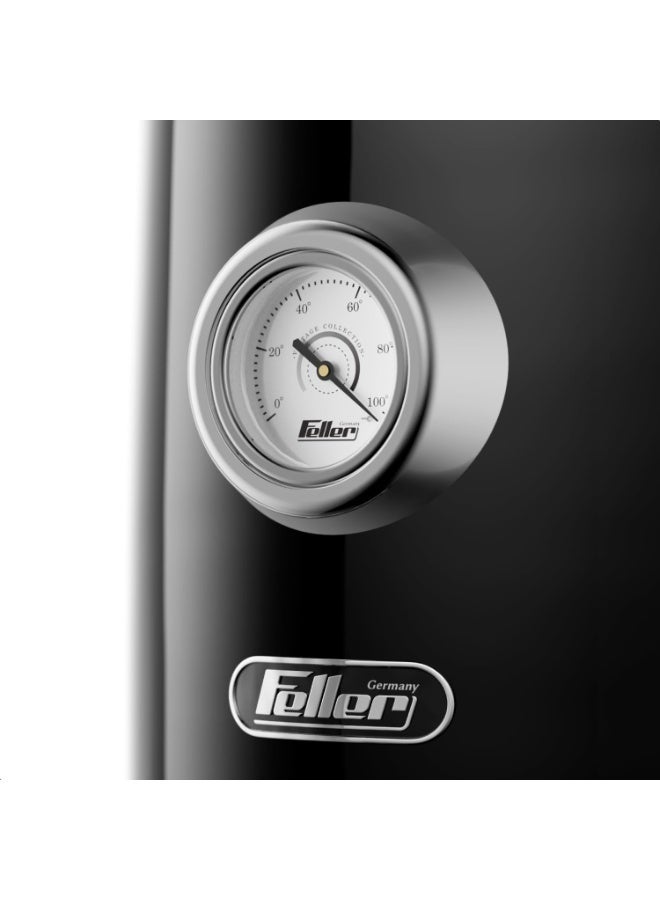 Feller Retro Style 1.7L Kettle with Thermometer, 2200 W, Stainless Steel Body, STRIX Controller, Dry Boil & Automatic Switch-Off, EK200, 2Y Guarantee-UAE Version (Black) - Image 3
