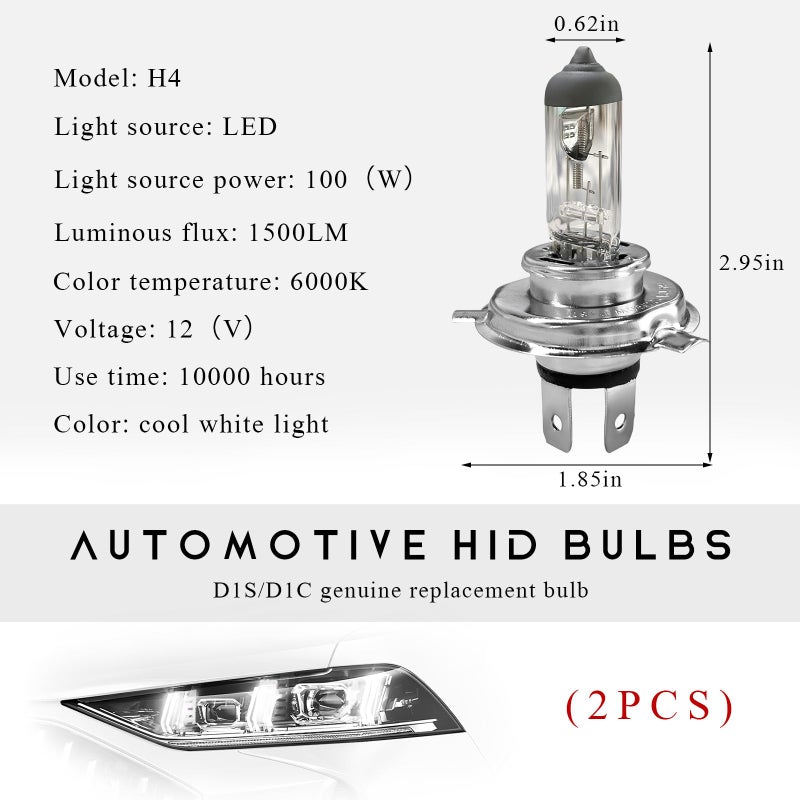 Wevdn 2 PCS Bright H4 Led Headlight Bulbs, 12V 100W 6000K Waterproof Car Fog Light Bulbs, Efficient Plug-and-Play High Beam Low Beam Bulb Replacement for Cars SUVs Trucks (White) - Image 2