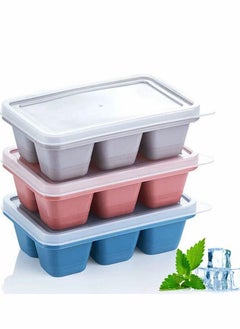 Y&D Ice Cube Tray Silicone Refrigerator Sealed Anti-Smell 6 Compartment Box Stackable Small Mold with Lid Suitable for Beverages 3 Pieces  - Image 1