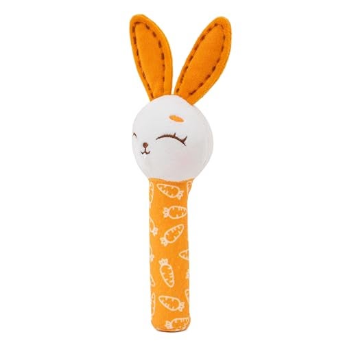 Mirada Soft Plush Bunny Rattle Toy for Babies – 18cm Squeeze Handle with Squeaky Sound | Cute Toddler Toy for Early Skill & Sensory Development – 18cm - Image 5