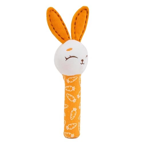 Mirada Soft Plush Bunny Rattle Toy for Babies – 18cm Squeeze Handle with Squeaky Sound | Cute Toddler Toy for Early Skill & Sensory Development – 18cm - Image 4