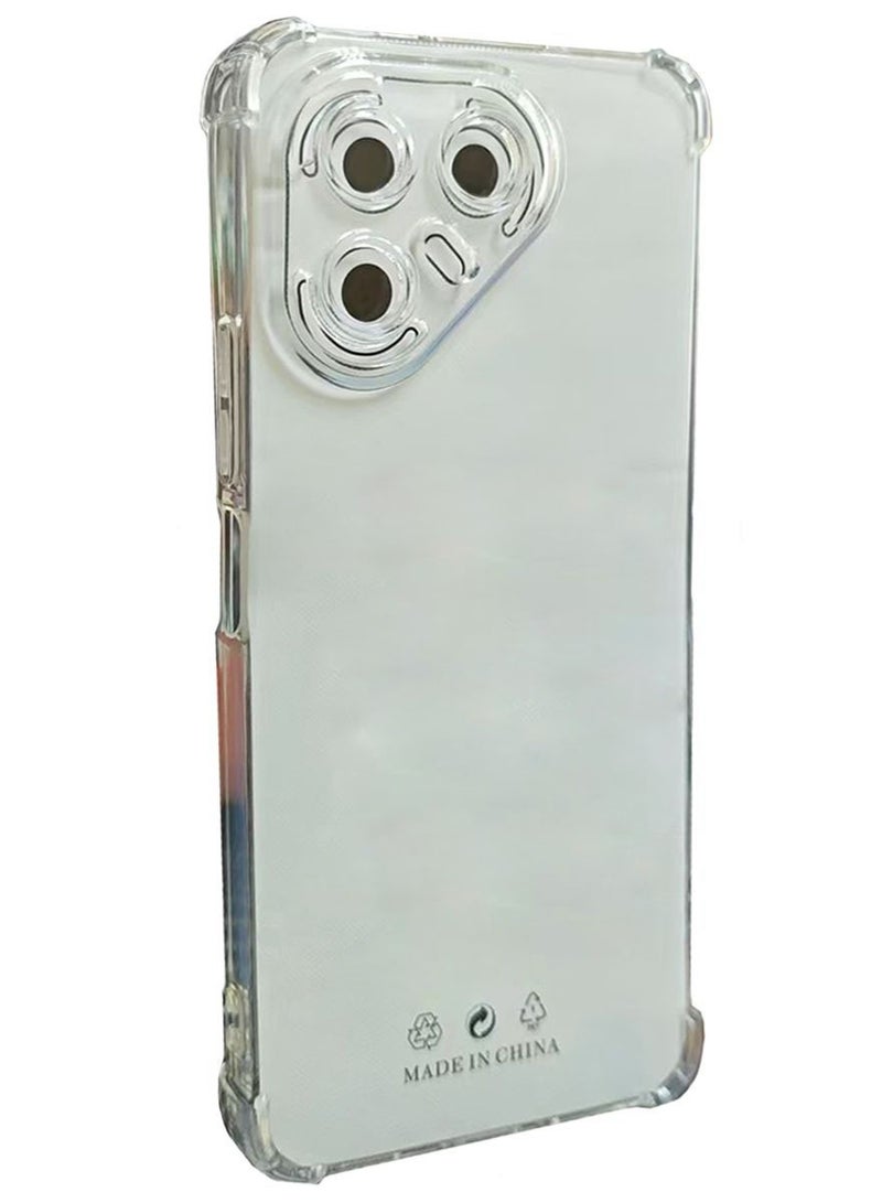 SanHu Case for TECNO Pova 7 5G Clear TPU Four Corners Military-Grade Protection Cover Transparent Soft