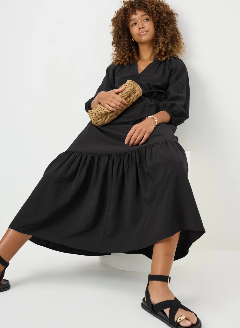 Matalan Black Solid Raglan Shirt Dress