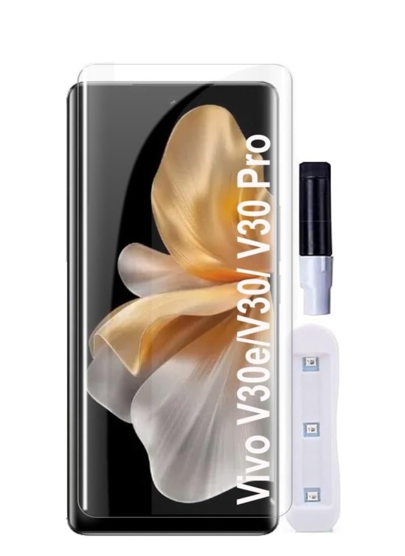 Generic ull Glass Screen Protector For Vivo V30 / V30 Pro 5G/  UV Tempered Glass Full Glue Cover Screen Protector For Fingerprint Unlock Screen Glass Filmvivo v30e  - Image 1