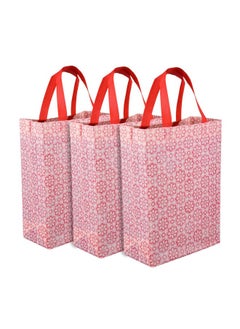 Kuber Industries Kuber Industries (Pack of 12) Shopping Handbag | Foldable Shopping Bag | Reusable Grocery Bags | Vegetable Bag | Carry Bags with Handle | Gifting Bag | Star Print | Pink  - Image 3