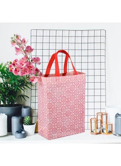Kuber Industries Kuber Industries (Pack of 12) Shopping Handbag | Foldable Shopping Bag | Reusable Grocery Bags | Vegetable Bag | Carry Bags with Handle | Gifting Bag | Star Print | Pink  - Image 5