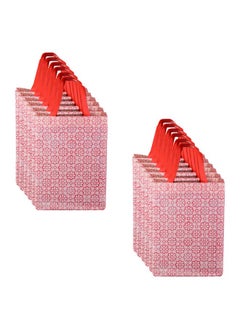 Kuber Industries Kuber Industries (Pack of 12) Shopping Handbag | Foldable Shopping Bag | Reusable Grocery Bags | Vegetable Bag | Carry Bags with Handle | Gifting Bag | Star Print | Pink  - Image 1