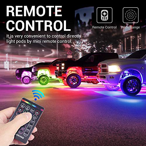 MICTUNING RGB Rock Lights Kit, 8 Pods Underglow Multicolor Neon Light Pod with RF Remote Control Waterproof 12V for Car Trucks ATV UTV RZR SUV Golf Cart, 2 Years Warranty - Image 3