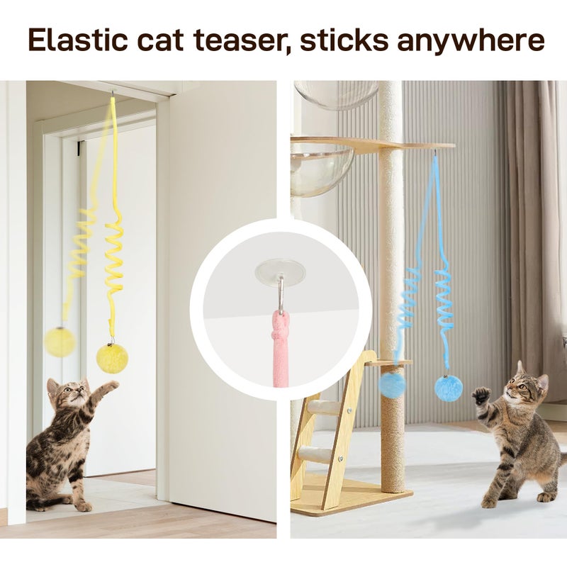 Potaroma Hanging Fluffy Cat Catnip Ball Toys 3 Pcs with Bell, Interactive Cat Teaser Retractable Toys Indoor Kitten Play Chase Exercise Physical Stimulation - Image 5