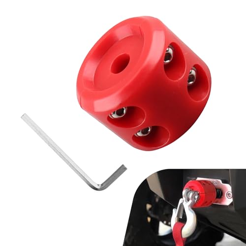 Ferianl Winch Cable Hook Stopper Rubber Winch Stopper for Wire Synthetic Rope with Stainless Steel Screws and Nuts Allen Wrench Universal for ATV UTV Truck SUV Red - Image 1