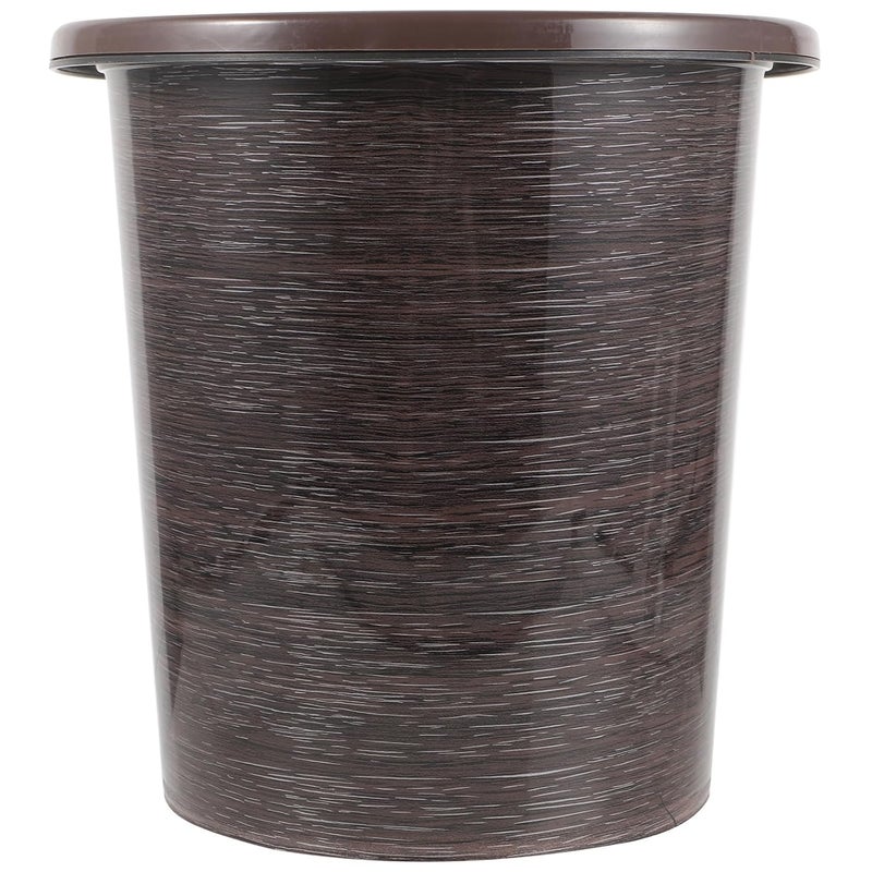 Plastic Waste Bin Small Office Rubbish Container Wood-Grain Texture Without Lid Practical Household Garbage Can for Desk Waste Organizer - Image 1