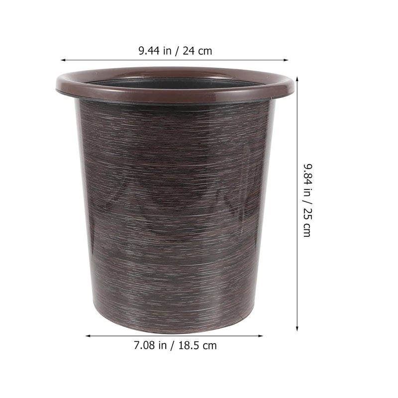 Plastic Waste Bin Small Office Rubbish Container Wood-Grain Texture Without Lid Practical Household Garbage Can for Desk Waste Organizer - Image 2