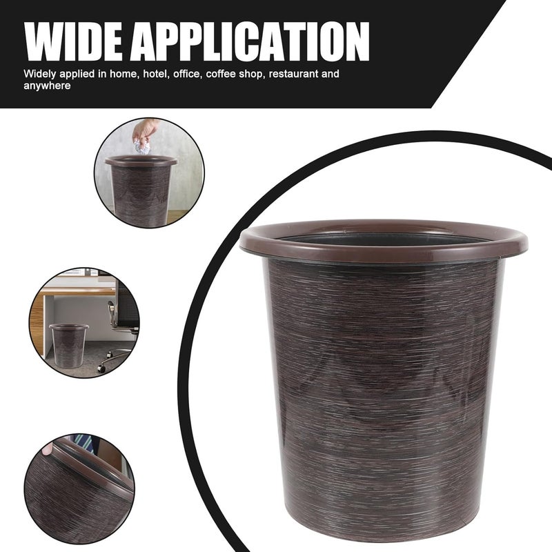 Plastic Waste Bin Small Office Rubbish Container Wood-Grain Texture Without Lid Practical Household Garbage Can for Desk Waste Organizer - Image 3