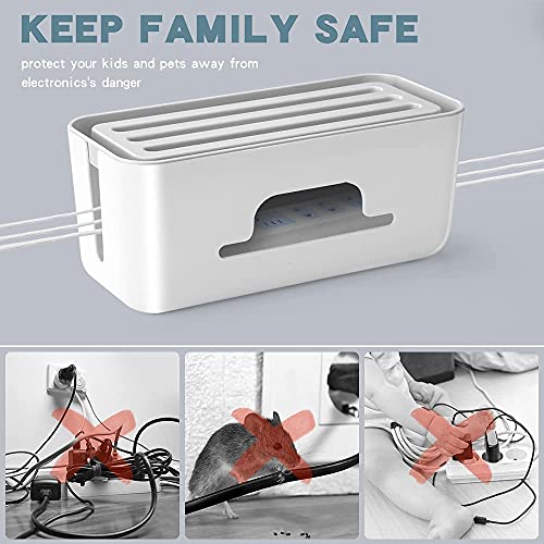 MeRaYo Cable Management Box Cord Organizer Hide Loose Wire Extention Board Wire Organizer Box for Home Office Desk, Keep Children safe (White color) - Image 4