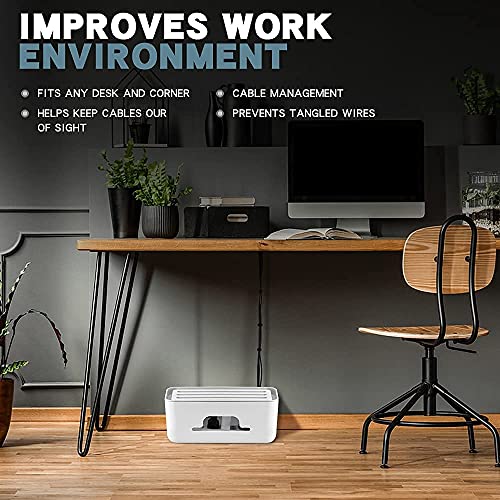 MeRaYo Cable Management Box Cord Organizer Hide Loose Wire Extention Board Wire Organizer Box for Home Office Desk, Keep Children safe (White color) - Image 3