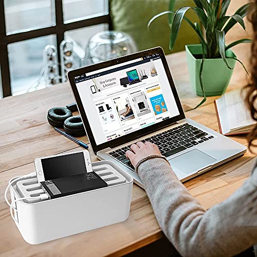 MeRaYo Cable Management Box Cord Organizer Hide Loose Wire Extention Board Wire Organizer Box for Home Office Desk, Keep Children safe (White color) - Image 2