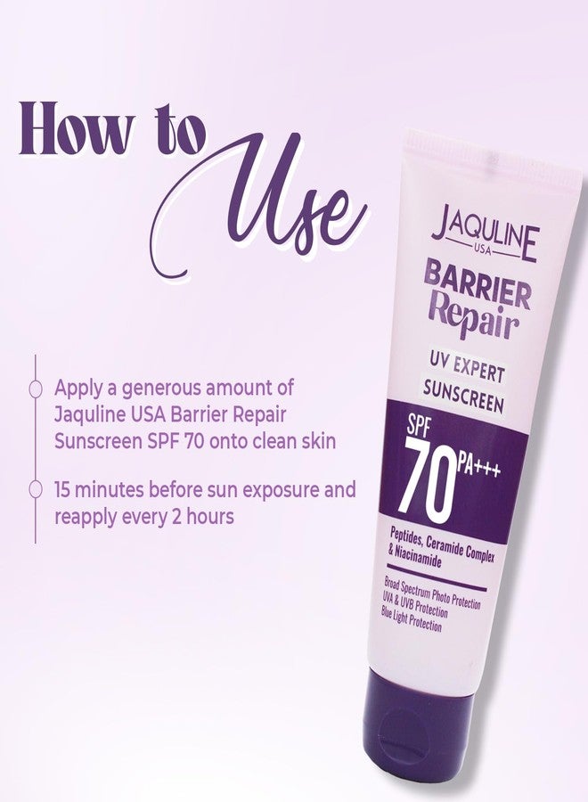Jaquline USA Sunscreen - SPF 70 PA+++ Barrier Repair UV Expert with Niacinamide | Hydrates | Control Oil | Minimizes Pore | 50 g - Image 4