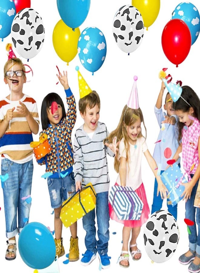 DUILE 12inch Toy Inspired Story Balloons Kit Cow Pattern Cloud Yellow Red Blue Green Latex Balloons for Kids Toy Inspired Story Theme Birthday Party Supplies Decorations - Image 5