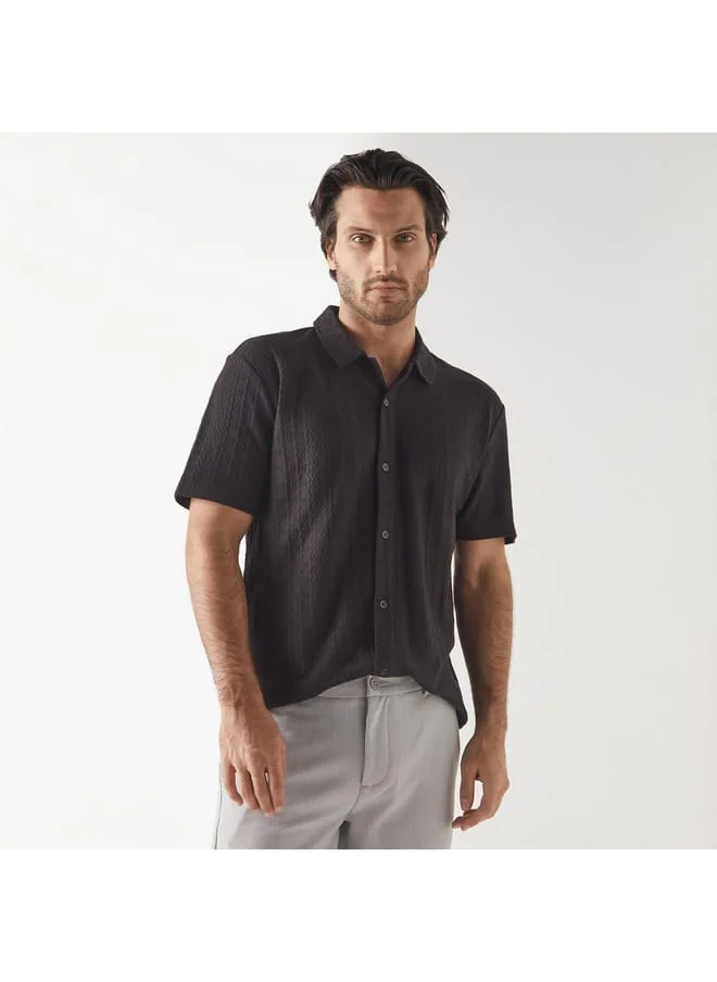 Iconic Iconic Textured Shirt with Short Sleeves