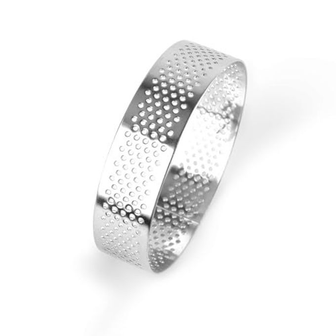 Frcctre 9 Pack 3.15 Inch 304 Stainless Steel Tart Rings, Heat-Resistant Perforated Nonstick Round Mousse Cake Rings Metal Crumpet Ring Pastry Mold Circle Tartlet - Image 3