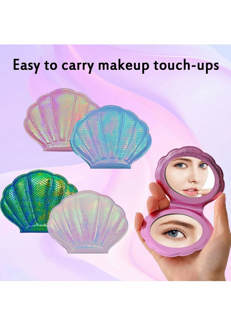 Captaintech - Shell Compact Mirror for Purses with 2 x 1x Magnification, Folding Mini Pocket Double Sided Travel Makeup Mirror, Perfect for Purse, Pocket - Image 1