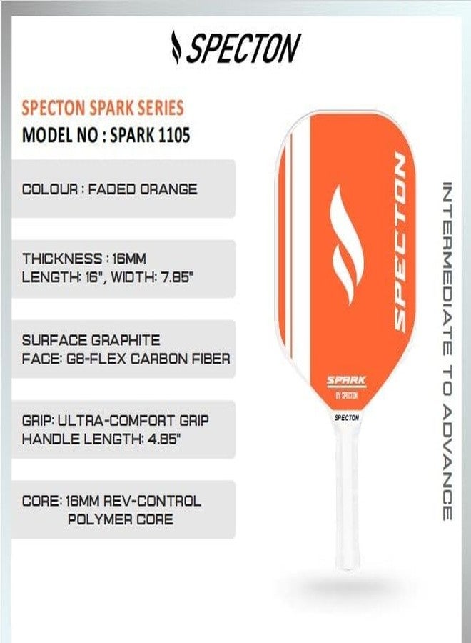 SPECTON Spark Series Pickleball Paddle with G8-Flex Carbon Fibre, Ultra-Comfort Grip, Paddle with 16mm Thickness, Lightweight, Cushion Comfort Grip, Ideal for Indoor Outdoor Play - Image 4