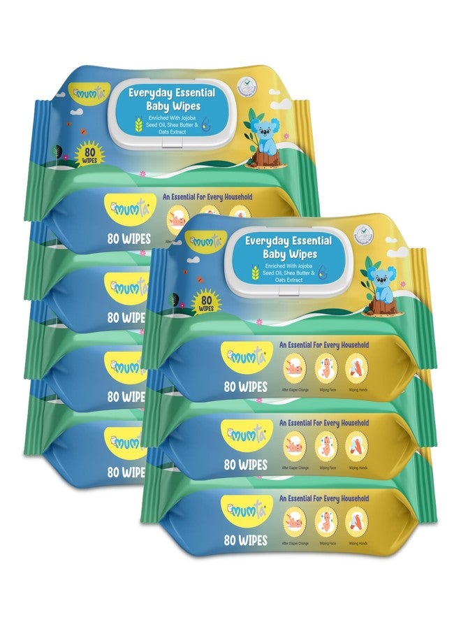MUMta Cleansing Baby Wipes, Enriched with Aloe Vera, Jojoba seed oil, Shea Butter & Vitamin E - 80 Counts/Pack| Essential Wet Wipes with Lid, Alcohol and Paraben free wipes for Babies/Kids (Pack of 7) - Image 1