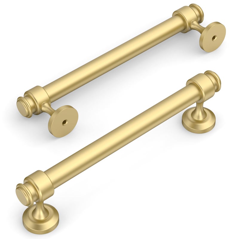 Amerdeco 10 Pack Brushed Gold Cabinet Pulls 5 Inch Hole Centers Cabinet Handles for Kitchen Cabinet Hardware,Cabinet Handles for Bathroom Drawer Handles IH0007 - Image 2