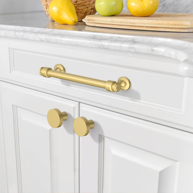 Amerdeco 10 Pack Brushed Gold Cabinet Pulls 5 Inch Hole Centers Cabinet Handles for Kitchen Cabinet Hardware,Cabinet Handles for Bathroom Drawer Handles IH0007 - Image 4