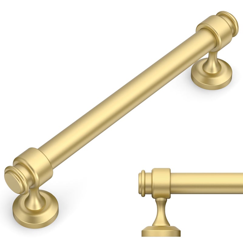 Amerdeco 10 Pack Brushed Gold Cabinet Pulls 5 Inch Hole Centers Cabinet Handles for Kitchen Cabinet Hardware,Cabinet Handles for Bathroom Drawer Handles IH0007 - Image 1