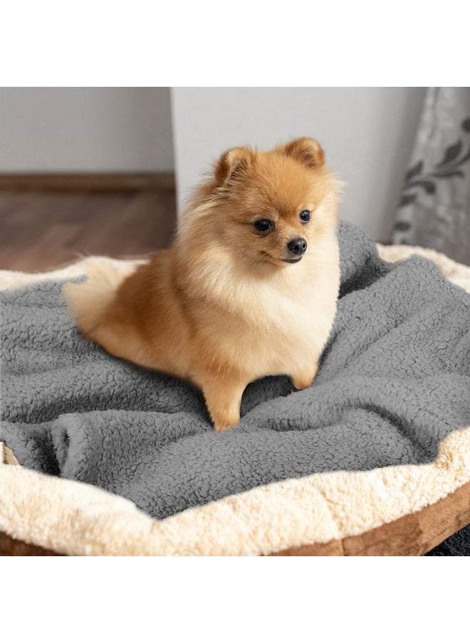 furrybaby furrybaby Dog Blanket Soft Dog Blankets for Small Dogs Puppy Essentials Washable Sherpa Fleece Cat Blanket 24x32 Inches for Bed Furniture Couch Sofa (Small, Grey)  - Image 5