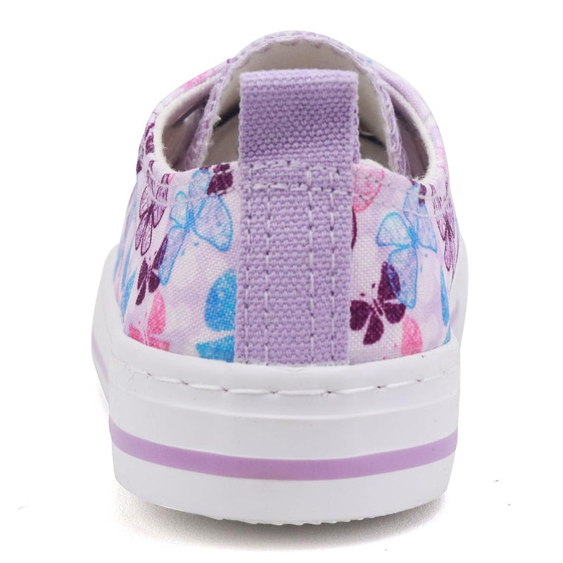 Toandon Toddler Girls Kids Sneakers Walking Shoes Lace Up Lightweight Low Top Adorable Sparkle Printed Butterfly Non-Slip Outdoor Purple Size 10 - Image 4