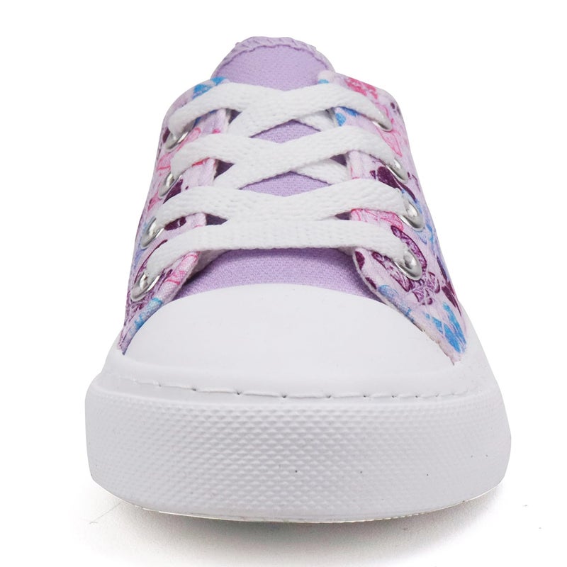 Toandon Toddler Girls Kids Sneakers Walking Shoes Lace Up Lightweight Low Top Adorable Sparkle Printed Butterfly Non-Slip Outdoor Purple Size 10 - Image 3