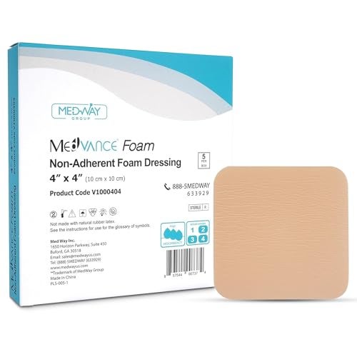 MedVance TM Foam – Waterproof Non-Adhesive Hydrophilic Foam Dressing 4"X4" Box of 5 dressings - Image 1