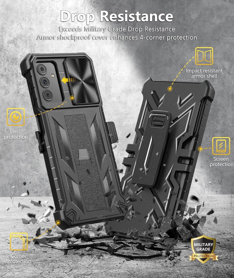 SOiOS Case for Samsung Galaxy A13 5G: Military Grade Drop Proof Protection Rugged Protective A13 5G/4G Phone Cover with Belt Clip Holster Kickstand & Slide - Shockproof TPU Matte Textured Bumper - Black - Image 5