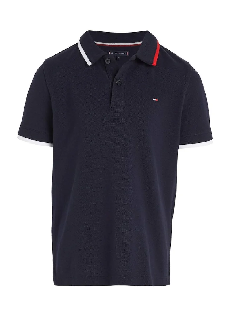 TOMMY HILFIGER Boys' Regular Short Sleeves Polo - Cotton, Blue