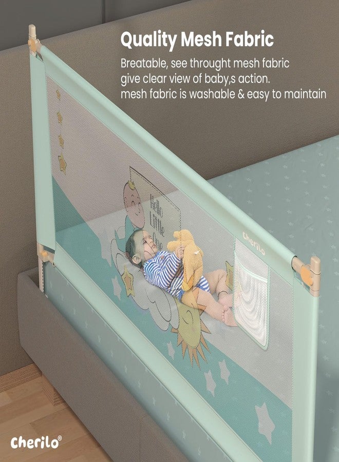 Cherilo Bed Railing for Baby Safety - Foldable & Height Adjustable Railing for Toddler's Safety, 180cm x 73cm Protector for Baby, Collapsible Bed Protector Side Walls - Sea Green - Image 3