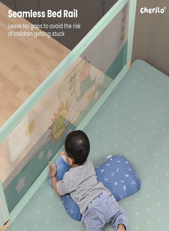 Cherilo Bed Railing for Baby Safety - Foldable & Height Adjustable Railing for Toddler's Safety, 180cm x 73cm Protector for Baby, Collapsible Bed Protector Side Walls - Sea Green - Image 4