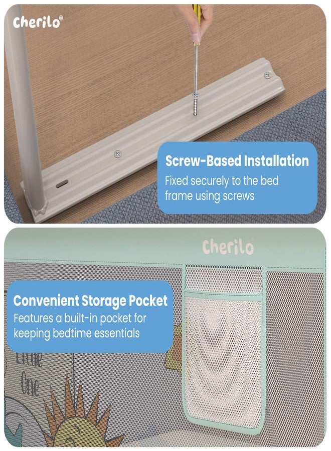 Cherilo Bed Railing for Baby Safety - Foldable & Height Adjustable Railing for Toddler's Safety, 180cm x 73cm Protector for Baby, Collapsible Bed Protector Side Walls - Sea Green - Image 5