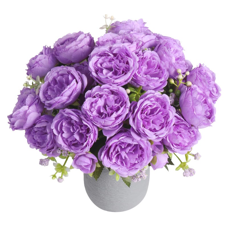 Artificial Peonies Silk Flowers Purple Faux Peony Bouquet 4 Bundles Florals Arrangements Decor for Farmhouse Home Boho Wedding Table Centerpiece Fake Plastic Flowers Bulk for Vase Decoration Purple