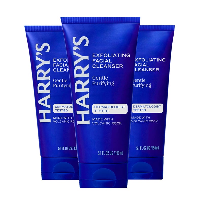 Harry's Exfoliating Face Wash for Men, Gentle Facial Skin Care Products with Volcanic Rock Exfoliant, Dermatologist Tested, 5.1 Fl. Oz, 3 Pack - Image 1