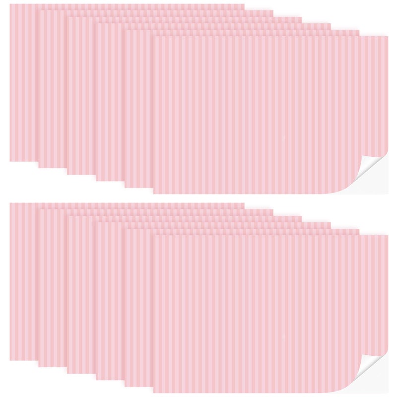 Flutesan 12 Pcs Miniature Dollhouse Wallpaper and Flooring Peel and Stick Mini DIY Self Adhesive Dollhouse Accessories 8.27 x 11.69 Inch (Pink Stripes) - Image 1